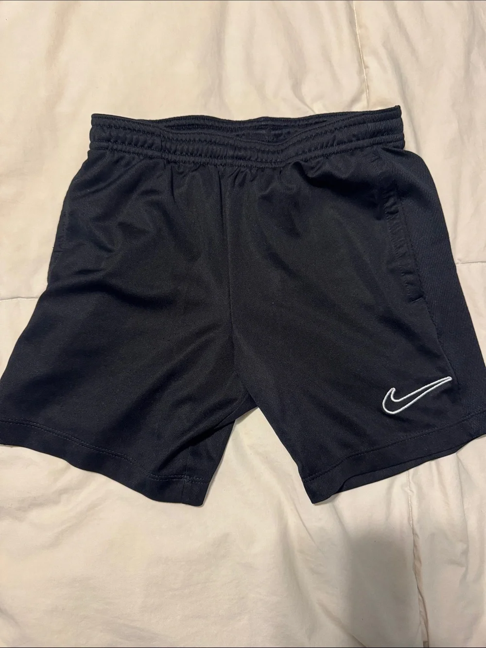 Nike Black Athletic Training Shorts with White Swoosh